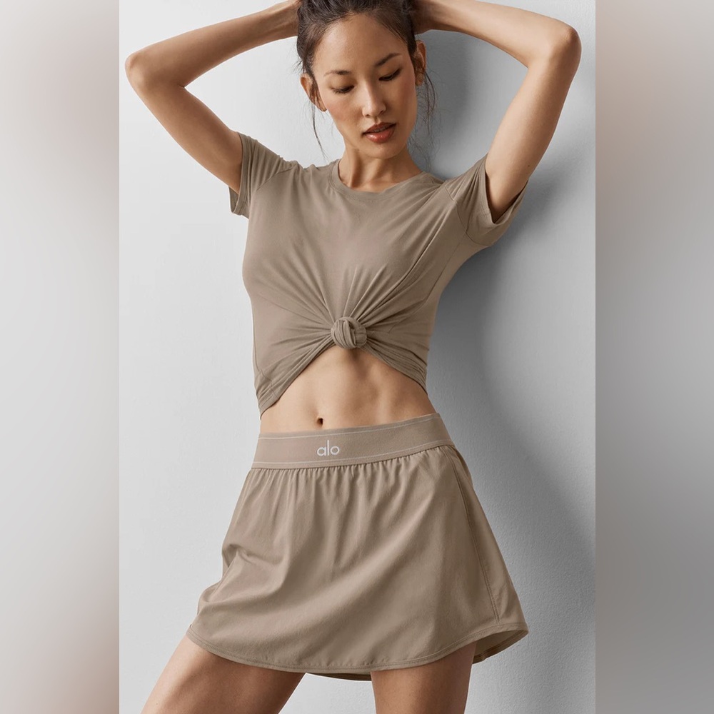 Alo Yoga Match Point Tennis Skirt Gravel S - Picture 10 of 11